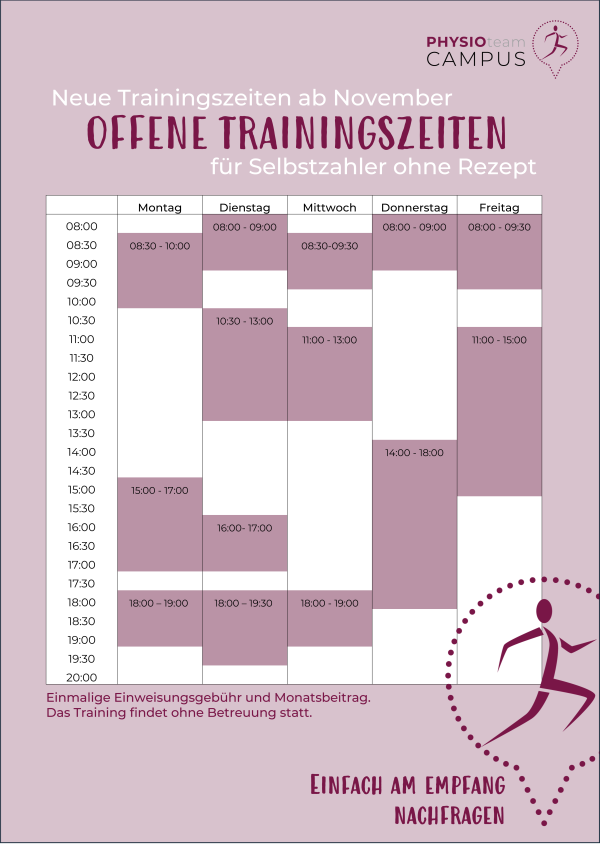 Trainingzeiten ab Nov 24